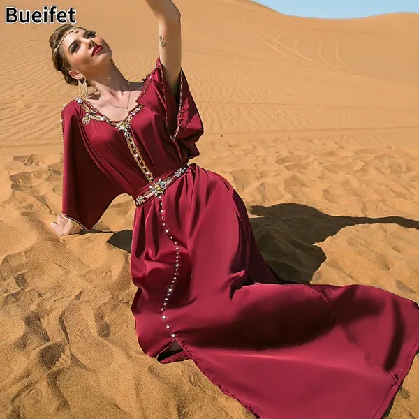 Длинное платье красного цвета с защитой от ветра, Дубай, абайя, Турция, ислам, арабский, пакистанский, мусульманский, Длинные вечерние африка...