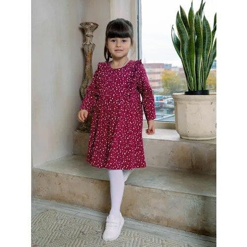 Платье Веселый Малыш, размер 122, бордовый
