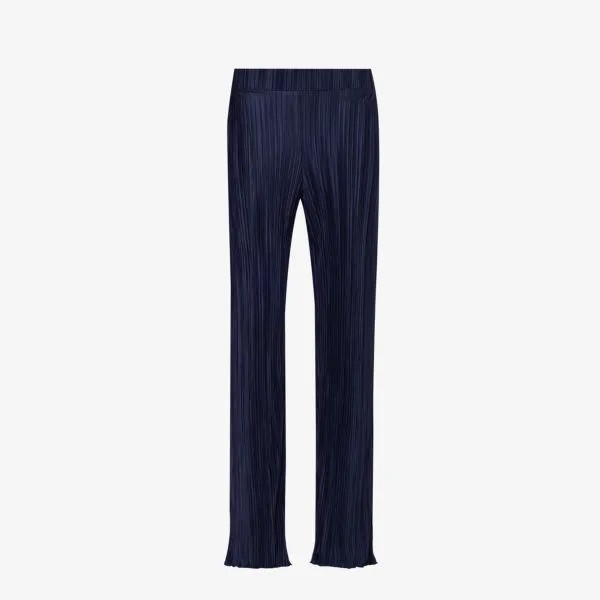 Атласные брюки прямого кроя со средней посадкой Palais плиссе 4Th & Reckless, темно-синий