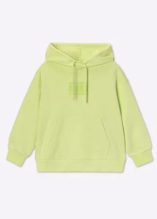 Салатовое худи oversize с принтом Influencer для девочки Gloria Jeans
