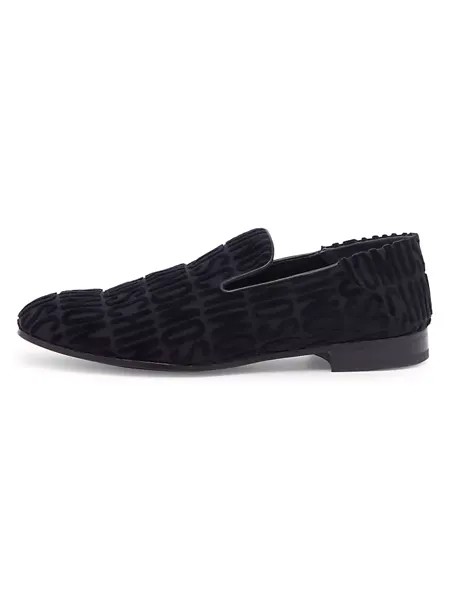 Текстильные и кожаные лоферы M.Shoe с логотипом Moschino, черный