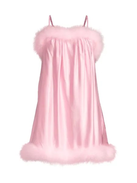 Мини-платье French Kiss со страусиной отделкой Sleeper, розовый