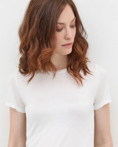 Женская однотонная футболка с круглым вырезом NICE&CHIC, белый
