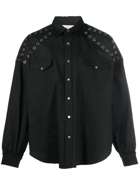 Alexander McQueen джинсовая рубашка с люверсами, черный