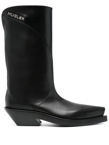 Mugler ботинки с логотипом, черный