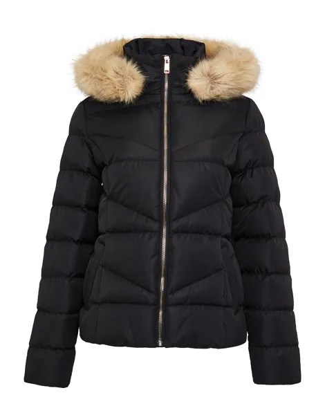 Пуховик Threadbare THB Hails Fur Trim Puffer, черный