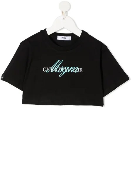 MSGM Kids укороченная футболка с логотипом