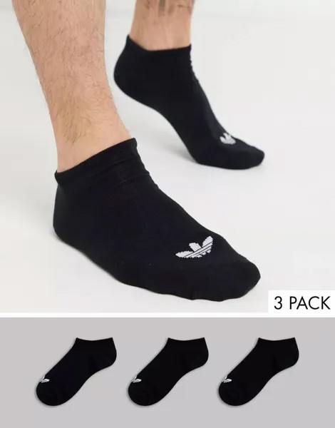 Черные кроссовки adidas Originals adicolor Trefoil, 3 пары черных носков-кроссовок с логотипом в виде трилистника