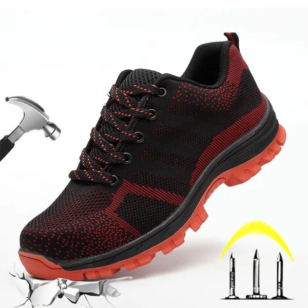 Мужские сетчатые кроссовки Dian Sen, стальной носок, непрокалываемая обувь на платформе, нескользящая защитная обувь для строительства, для работы