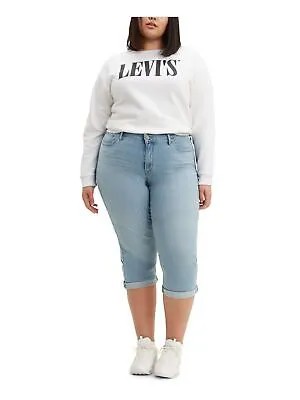Женские синие джинсовые капри с карманами и молнией LEVIS, моделирующие джинсы размера плюс 24 Вт