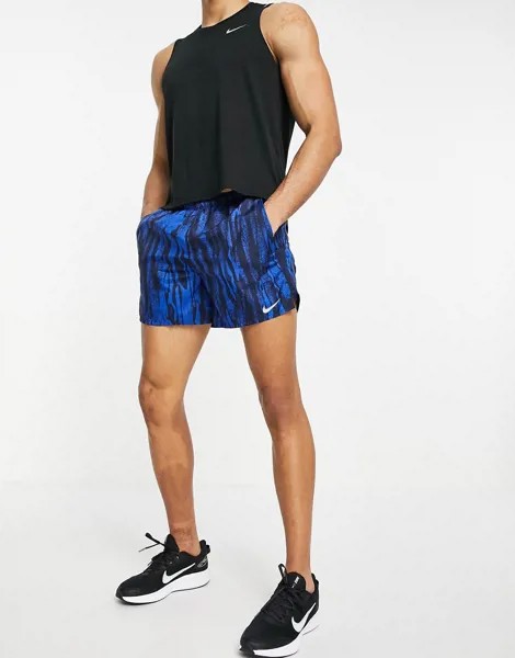Синие шорты длиной 5 дюймов с принтом Nike Running Wild Run Challenger-Голубой