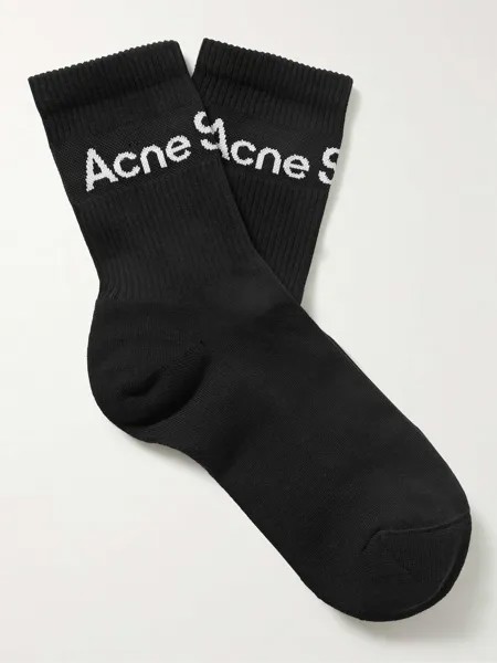 Носки с жаккардовым логотипом и хлопком ACNE STUDIOS, черный