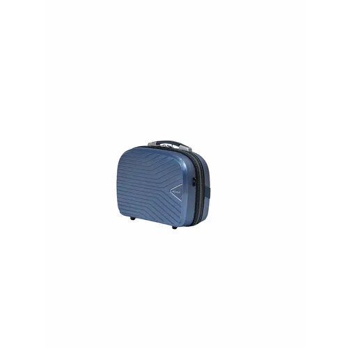 Бьюти-кейс BAUDET на молнии, 16.5х28х35 см, плечевой ремень, ручки для переноски, черный, синий
