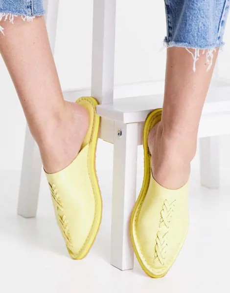 Желтые сандалии-слипоны на плоской подошве Free People Nova-Желтый
