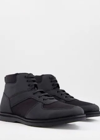 Черные ботинки на толстой подошве со шнуровкой Silver Street-Черный цвет