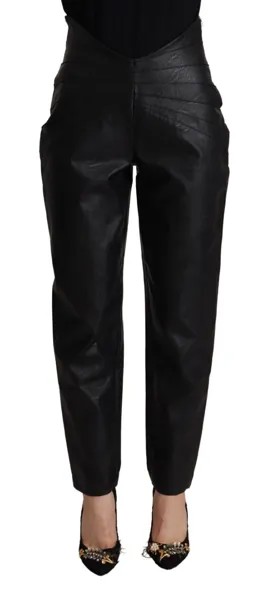 Брюки MARCELLIS Черные женские узкие брюки из искусственной кожи с высокой талией IT40/S $300