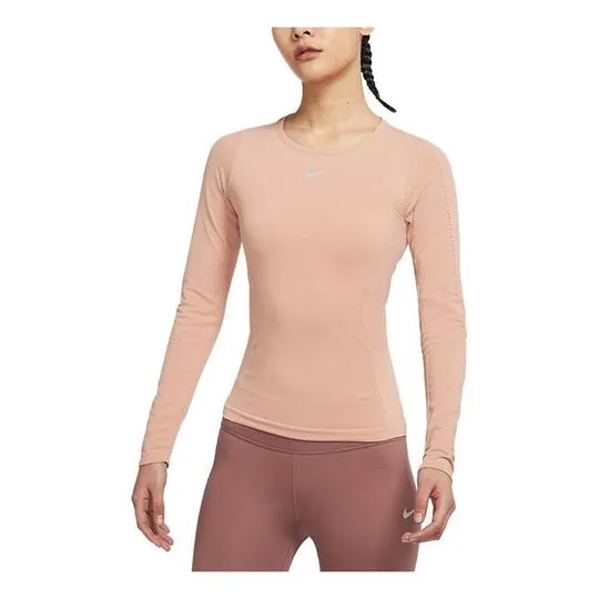 Лонгслив Nike Solid Color Round Neck Slim Fit, светло-бежевый