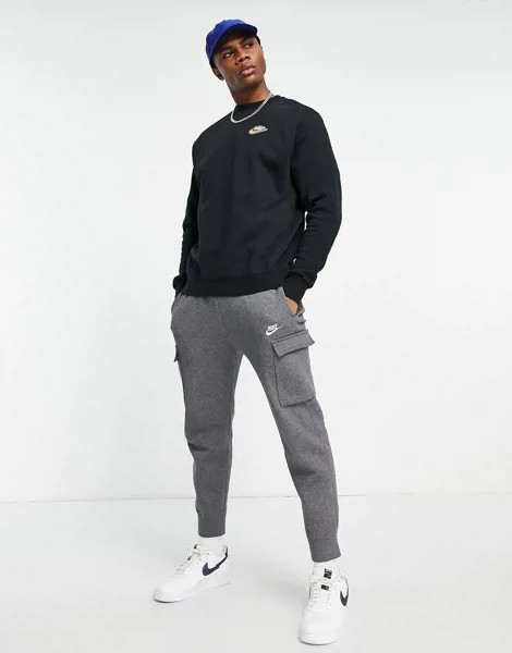 Черный свитшот с круглым вырезом и нашивкой с логотипом Nike Keep It Clean-Черный цвет