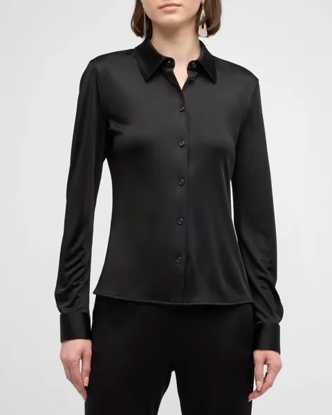 Рубашка с струящейся тканью и пуговицами спереди Helmut Lang, цвет Black