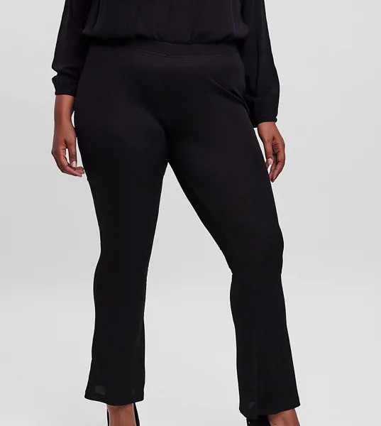 Черные расклешенные брюки с молниями на щиколотках спереди Vero Moda Curve-Черный