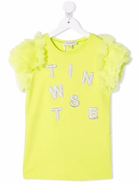 TWINSET Kids платье-футболка с вышитым логотипом