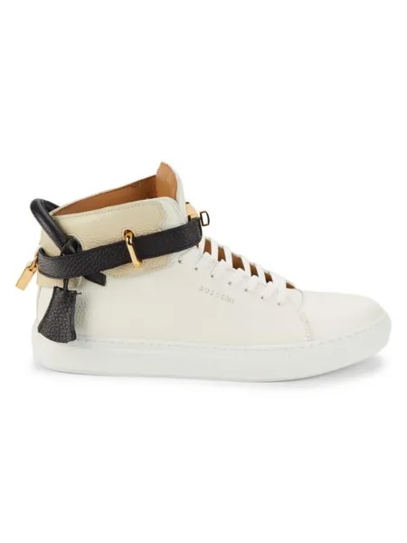 Кожаные высокие кроссовки на платформе Alce Buscemi, цвет White Beige Black