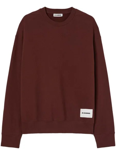 Jil Sander хлопковая толстовка с логотипом-аппликацией, красный