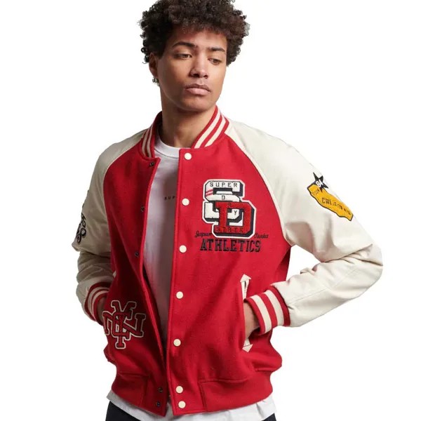 Куртка Superdry College Varsity Patched Bomber, красный