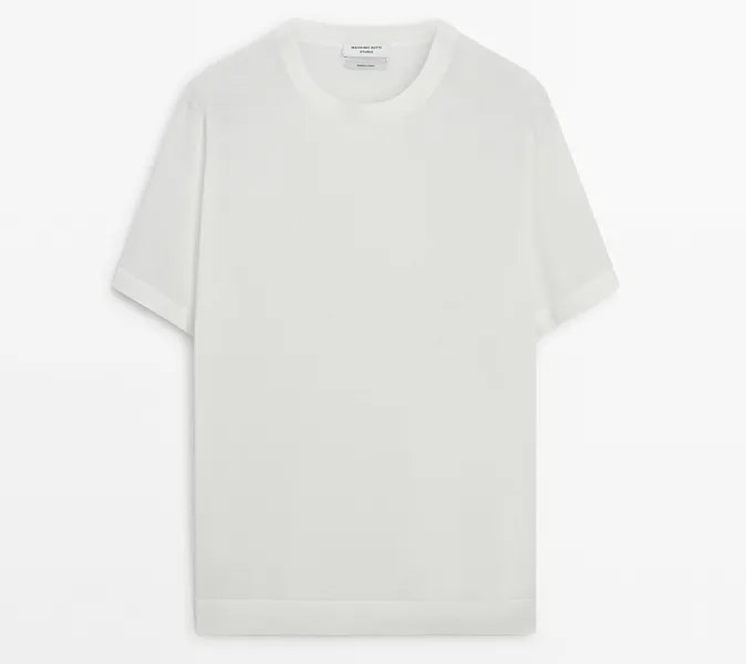 Свитер Massimo Dutti Short Sleeve Cotton And Silk Blend, белый
