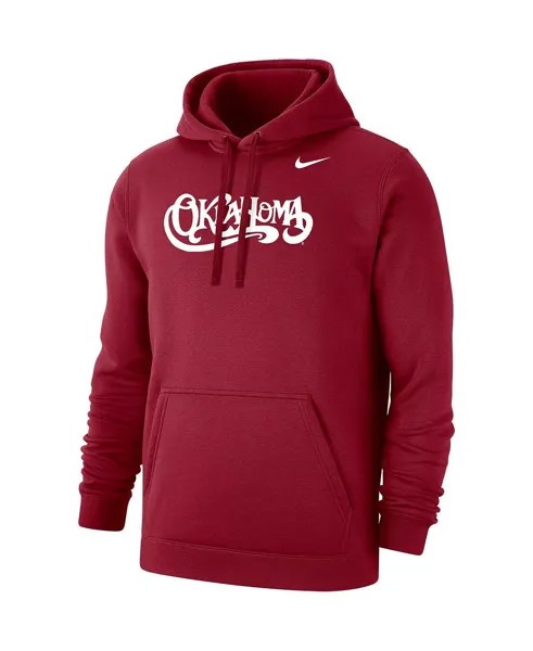 Мужской малиновый флисовый пуловер с капюшоном в винтажном стиле Оклахома Сунерс Script Club Nike