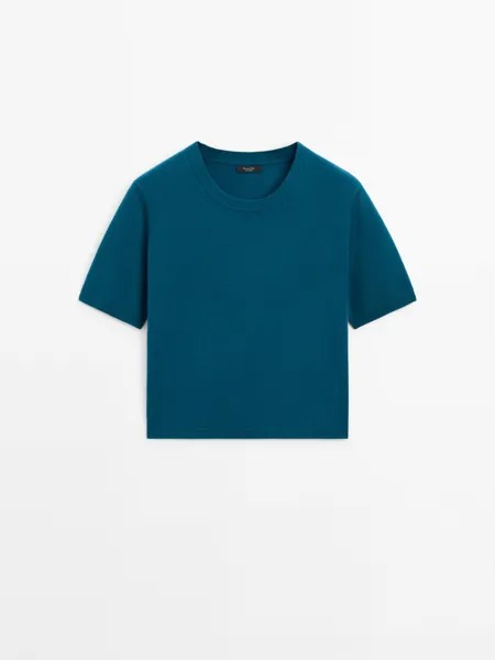 Джемпер с короткими рукавами Massimo Dutti, зелеый