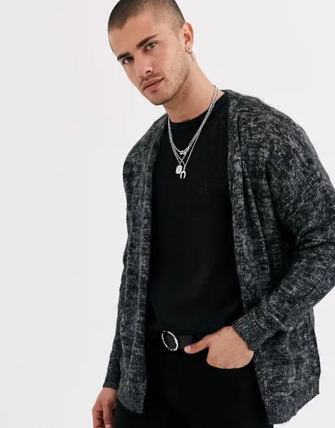 Пушистый фактурный кардиган темно-серого цвета ASOS DESIGN-Серый