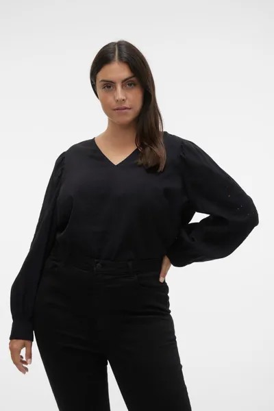 Рубашка с длинным рукавом и ажуром Curve Vero Moda Curve, черный