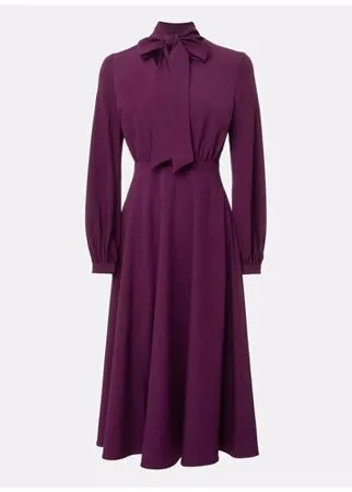 Lichi Платье миди с лентами на воротнике, цвет лиловый, размер S