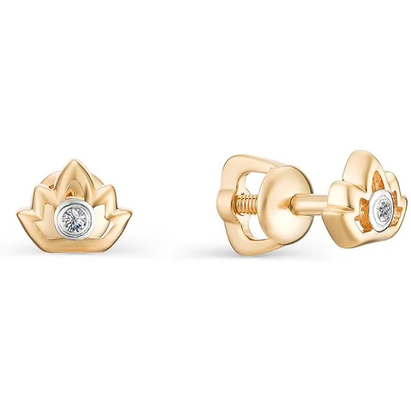 Серьги женские из золота АЛЬКОР 22295-100, бриллиант