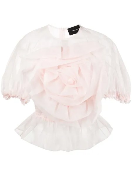 Simone Rocha блузка из тюля с цветочной аппликацией