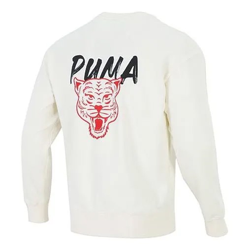 Толстовка PUMA Funny Logo Sports Pullover Round Neck Creamy White, цвет creamy