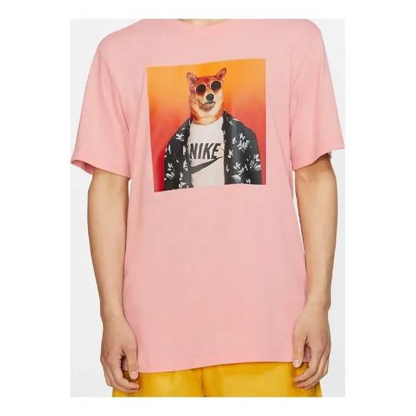 Футболка солнцезащитные очки печать круглый вырез короткий рукав pinkred Nike, красный