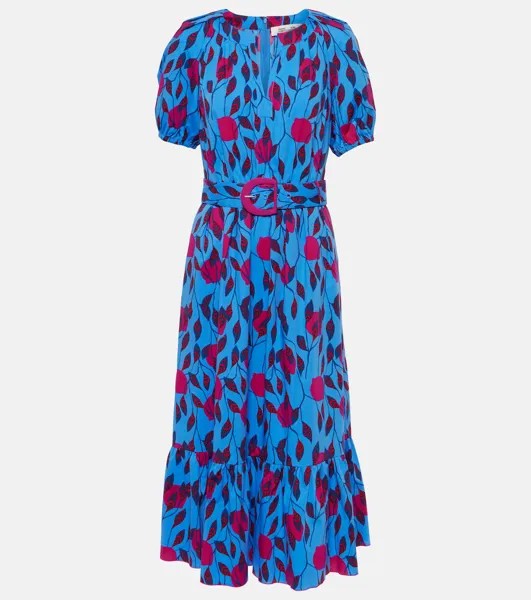 Платье миди lindy из хлопкового поплина Diane Von Furstenberg, синий