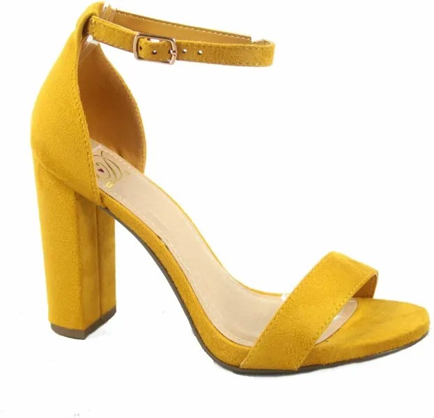 Восхитительные женские модные туфли на каблуке горчичного цвета из синтетического нубука SHINER