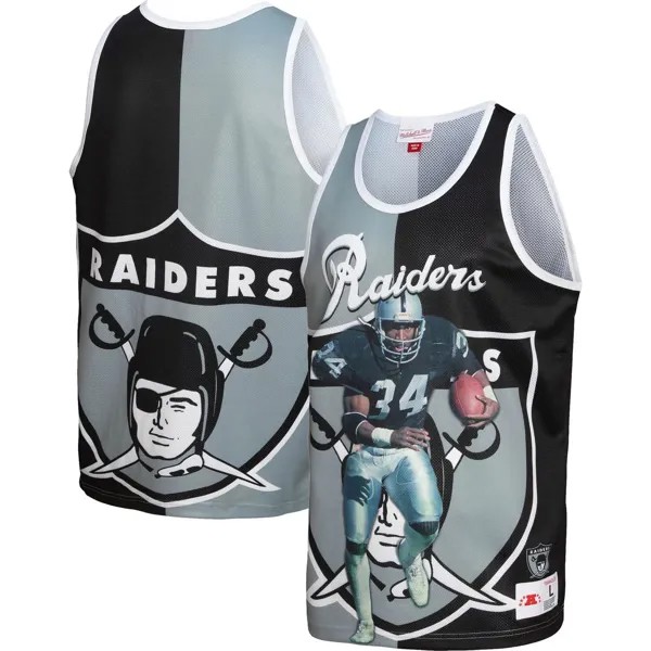 Мужская майка Mitchell & Ness Bo Jackson черного/серебристого цвета с рисунком Las Vegas Raiders Retired Player