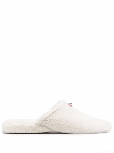 Thom Browne слиперы с мехом и полосками RWB, белый