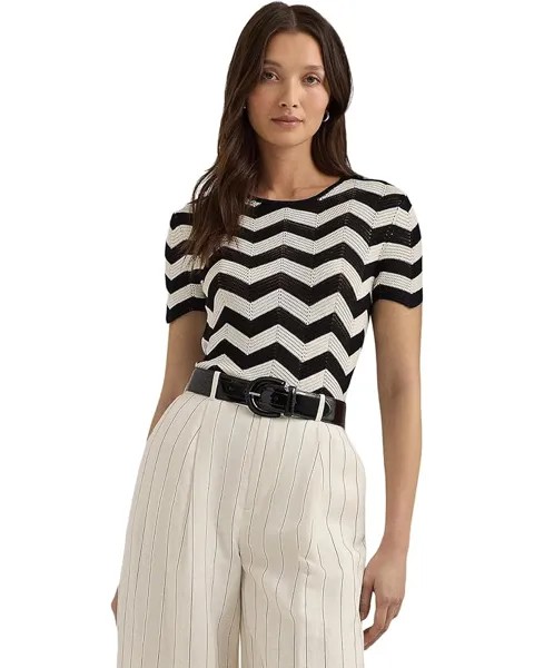 Свитер LAUREN Ralph Lauren Chevron Short-Sleeve, цвет Black/Mascarpone Cream
