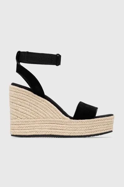 Замшевые босоножки WEDGE SANDAL ON CON Calvin Klein Jeans, черный