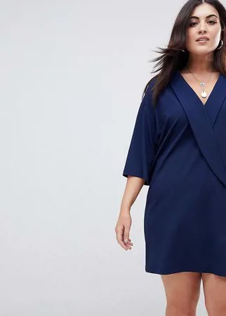 Оversize-платье в стиле смокинга ASOS DESIGN Curve-Темно-синий