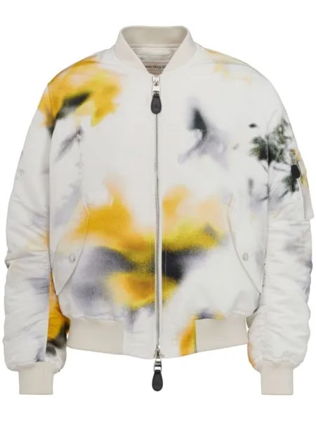 Alexander McQueen бомбер Obscured Flower, нейтральный цвет