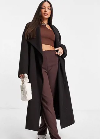 Темно-коричневое oversized-пальто с каскадной драпировкой ASOS DESIGN Tall-Коричневый цвет