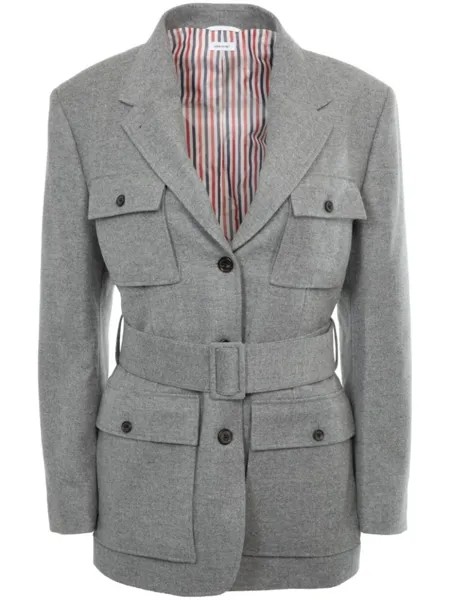 Thom Browne шерстяная куртка в стиле милитари, серый