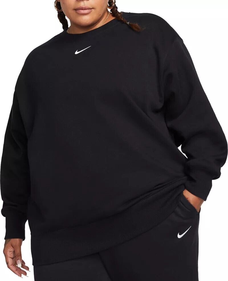 Женский свободный свитшот с круглым вырезом из флиса Nike Sportswear Phoenix (большие размеры), черный