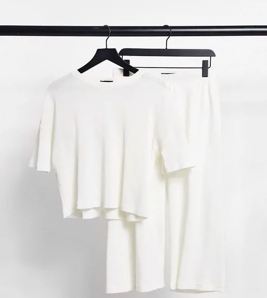Свободный пижамный комплект (топ и брюки) из фактурной вафельной ткани Wednesday's Girl-Белый
